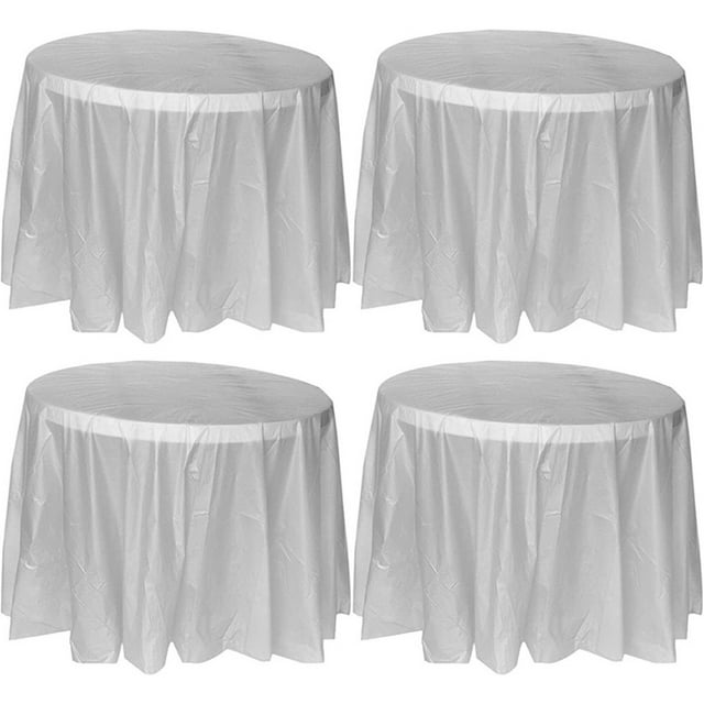 4 Pack of Round Disposable Plastic 84 Inch Tablecloths Party Wedding
