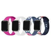 4-Pack of Silicone Print and Solid Replacement Bands for Apple Watch Series 1,2,3,4,5,6,7,8 & SE - Size 38mm/40mm/41mm