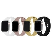 4-Pack of Silicone Print and Solid Replacement Bands for Apple Watch Series 1,2,3,4,5,6,7,8 & SE - Size 38mm/40mm/41mm