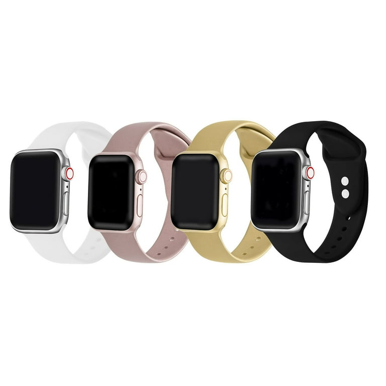 Posh Tech Unisex Multicolor 4 Pack of Silicone Bands for Apple Watch Size 42mm 44mm 45mm