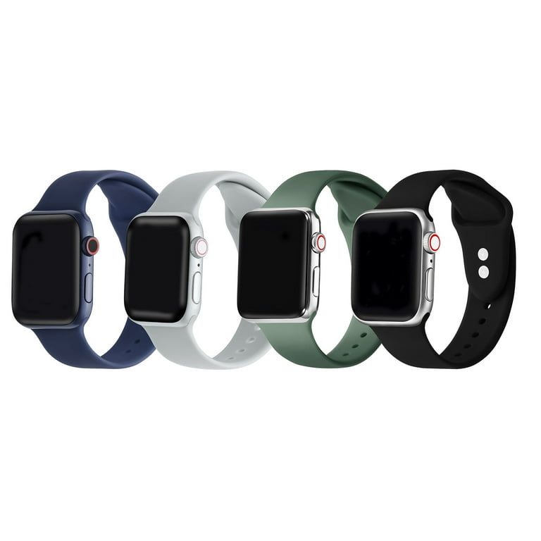 4 Pack of Silicone Print and Solid Replacement Bands for Apple
