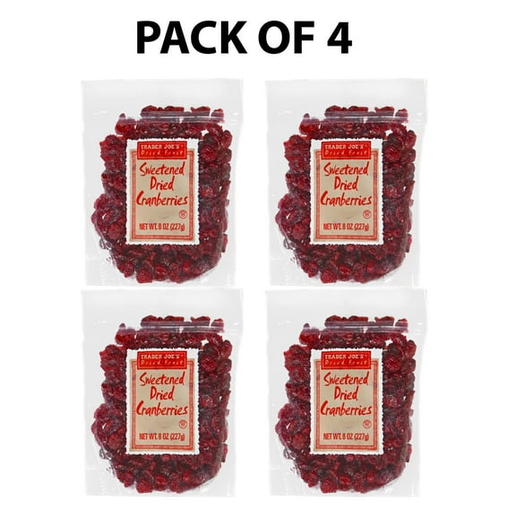 4-Pack of TRADER JOE'S - Sweetened Dried Cranberries | 8 Oz Per Pack | Buy From CROWN CRAZE