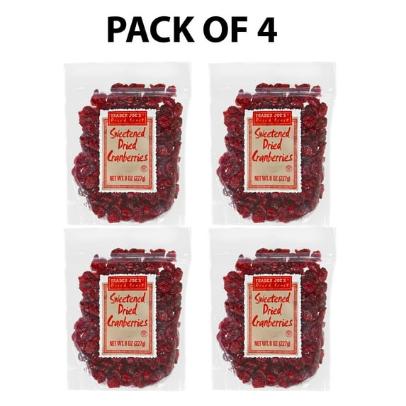 4-Pack of TRADER JOE'S - Sweetened Dried Cranberries | 8 Oz Per Pack | Buy From CROWN CRAZE