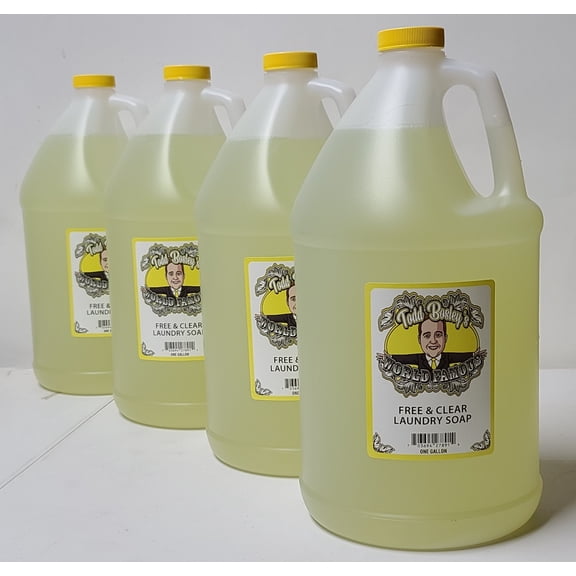 4 Pack of Todd Bosley's World Famous Free & Clear Laundry Soap (One Gallon Bottles)