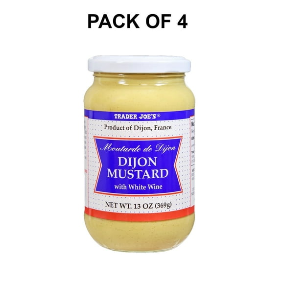 4 Pack of Trader Joes Dijon Mustard with White Wine - Flavorful & Versatile Snack | 13 Oz