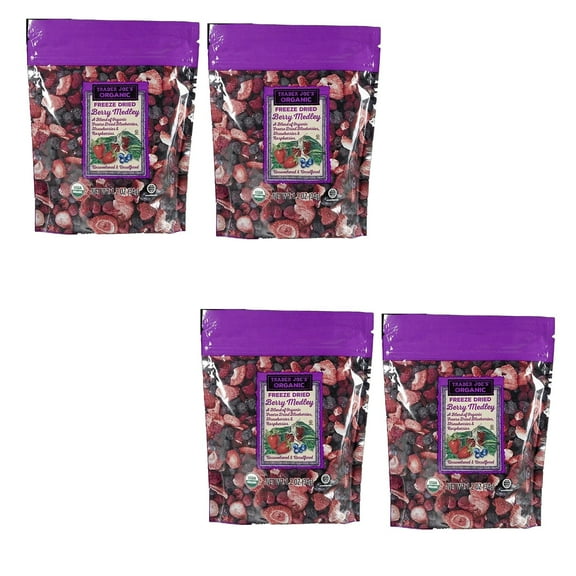 4 Pack of Trader Joes - Organic Freeze Dried Berry Medley | (1.2 Oz) a Pack | Buy from RADYAN