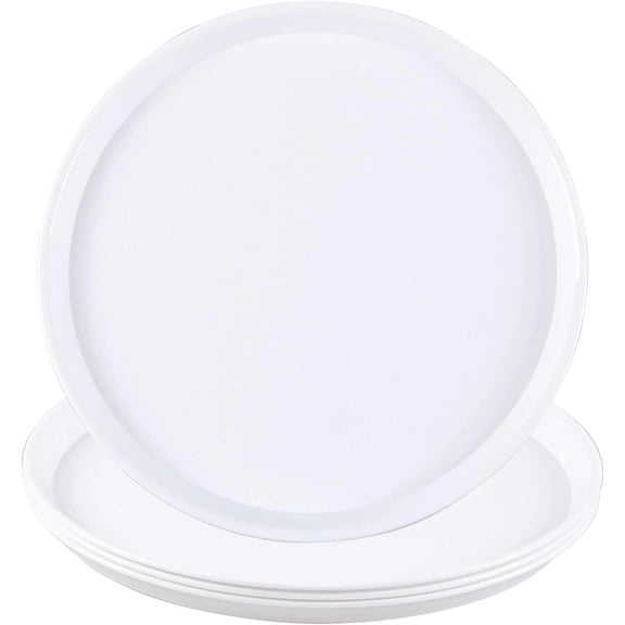 4 Pack round Restaurant Serving Trays, Plastic Food Service Tray with Non-Slip S
