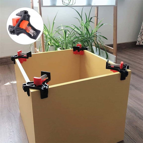 4 PackS 90 Degree Right Angle Spring Clamps, Plastic & Metal Woodworking Corner Fixing Clips, Quick Grip Corner Holder for Picture Frame Cabinet DIY Craft Assembly