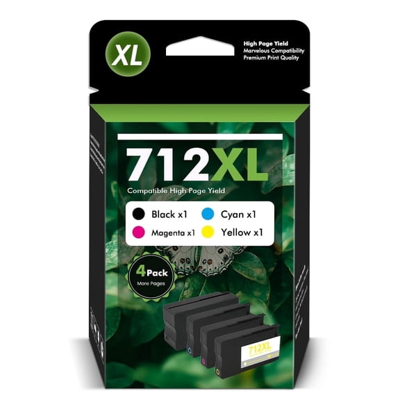 4 PackT210 Designjet 712 712XL Ink Cartridges Combo Pack T210 Compatible for HP 712 XL for DesignJet T650 T630 T230 Studio Plotter Printer High Yield (Black, Cyan, Yellow, Magenta)