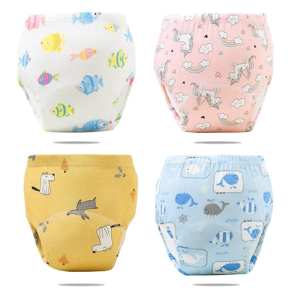 4 Pack Toddler Potty Training Pants -100% Cotton Underwear for Boys & Girls, Soft Absorbent Leak-Proof Washable with Cartoon Characters (Sizes 2T/3T/4T)