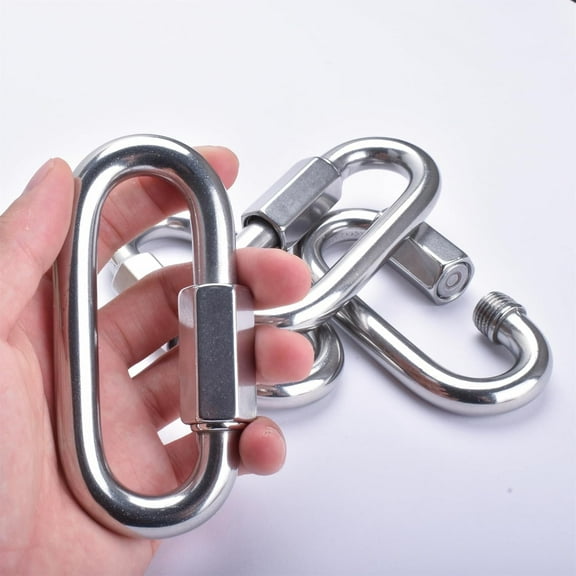 4 Packs 1/2" Quick Links,M12 Heavy Duty 304 Stainless Steel Quick Link D Shape Locking Looks for Carabiner, Hammock, Camping and Outdoor Equipment, Max. Load 3300 Lb