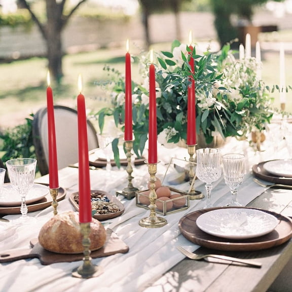 4 Packs 10 Inch Tall Colored Taper Candles, Unscented Non-Toxic Smokeless Skinny Wax Candlesticks for Home Dinner Table Decor