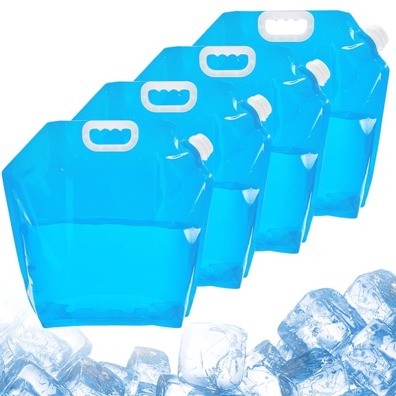 4 Packs 10L Water Container Bag Free No-Leak Foldable Plastic 2.64 Gallon Water Container Water Storage No-Leak Clear Plastic