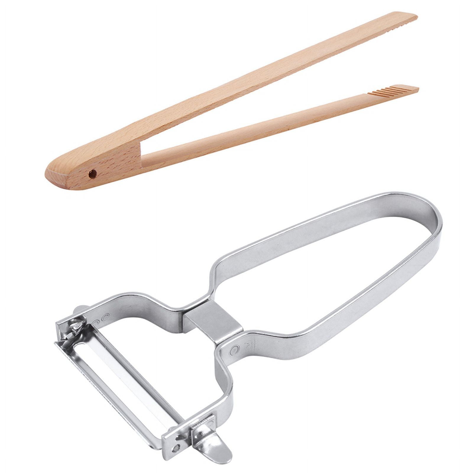 4 Packs 12 Inch Wood Toaster Tongs Kitchen Tongs & 1x 2 in 1 Fruit and