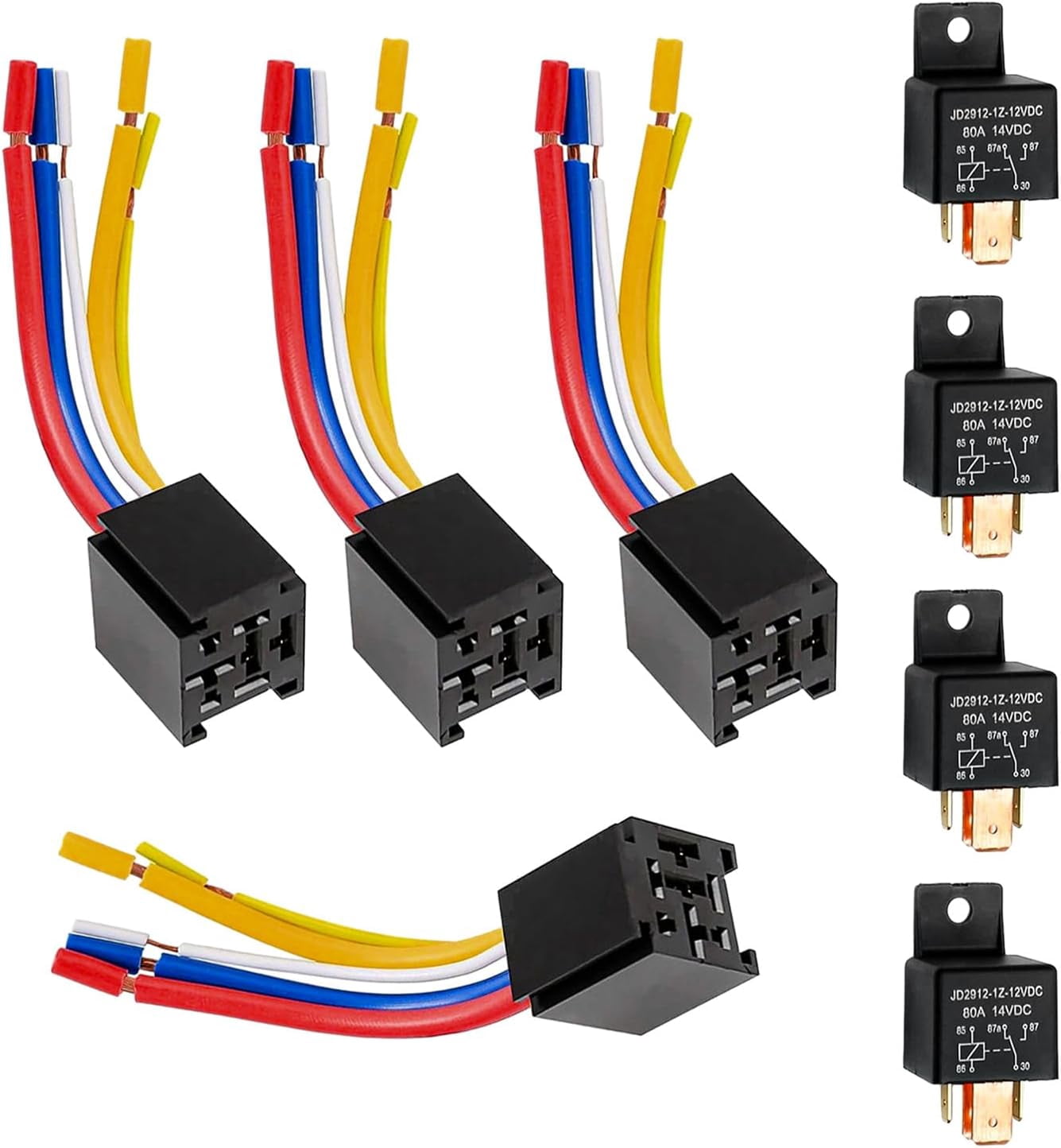 4 Packs 12V DC Waterproof Relay with Harness, Harness Sockets with ...