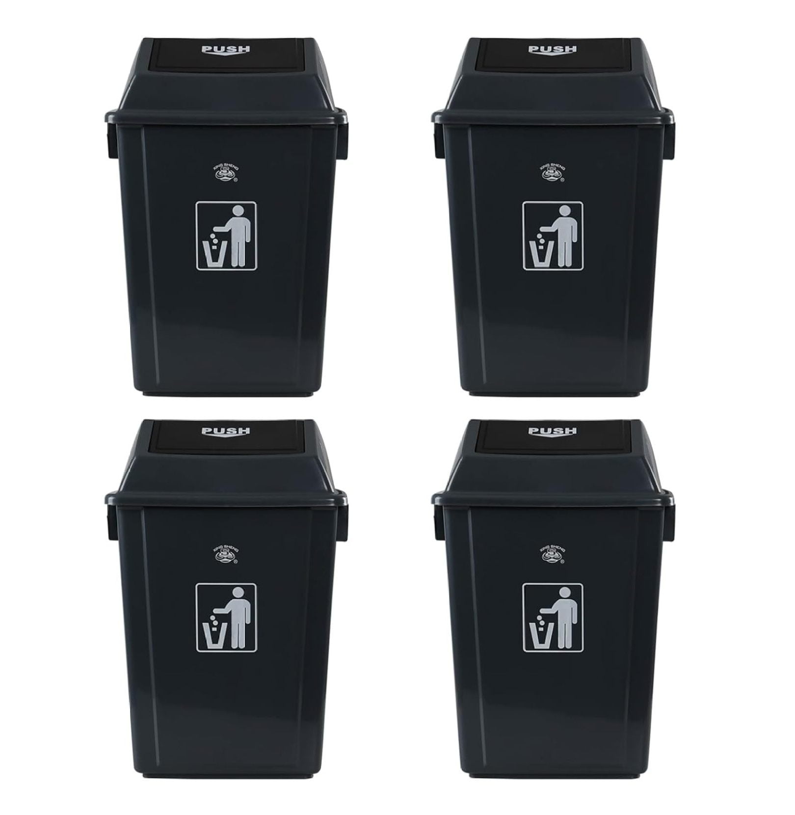 4 Packs 13 Gallon Kitchen Trash Can with Swing Lid, Large Plastic