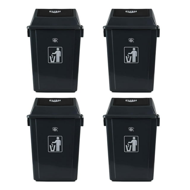 4 Packs 13 Gallon Kitchen Trash Can with Swing Lid, Large Plastic