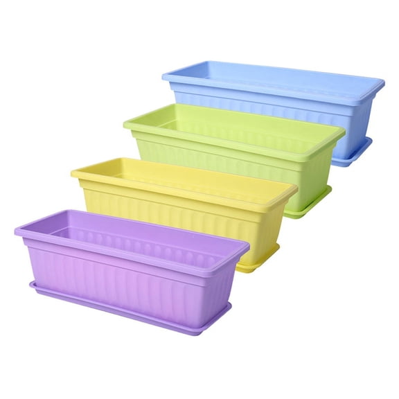 4 Packs 17 Inches Flower Window Box Plastic Vegetable for Windowsill, Patio, Garden, Home Decor, Porch