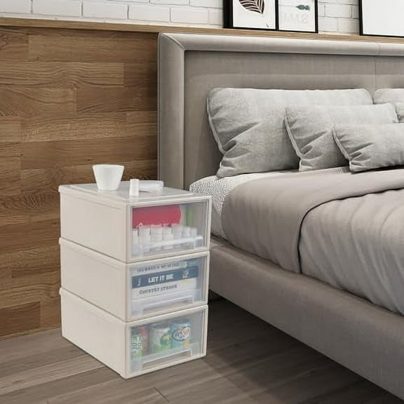 4 Packs 18 Quart Plastic Stacking Storage Drawers, Large Stackable Drawer Unit