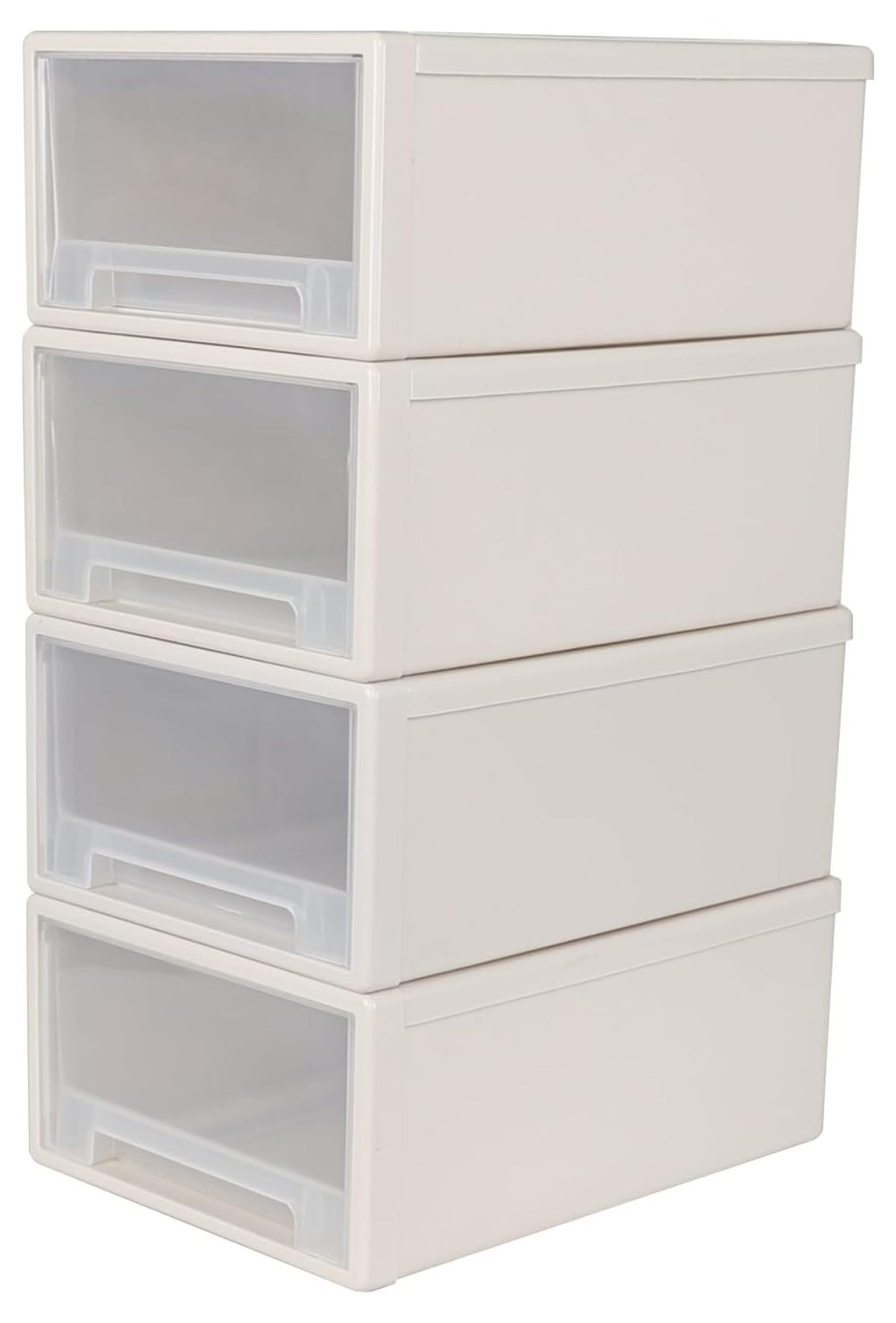 4 Packs 18 Quart Stackable Plastic Storage Drawers for Organizing