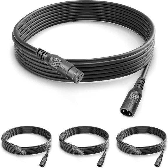4 Packs 3 Pin XLR Cables Male Female XLR Patch Cable, XLR Cable 10ft 3m DMX Wire Extension Connectors Male and Female, DMX Cable with 3 Pin Connector for Stage Lights Moving Head Light LED Par Light