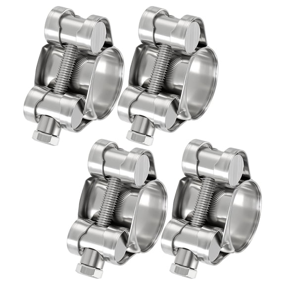 4 Packs 304 Stainless Steel T-Bolt Hose Clamps, Working Range 0.7" to 0.7"(17-19mm) Heavy Duty Turbo Intake Clamps, Metal Fuel Line Clamping for Turbo Tubes, Intercooler, Radiator