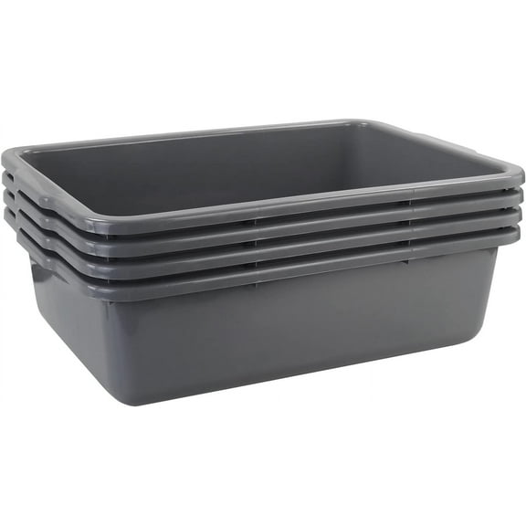 4 Packs 32 L Large Plastic Bus Tubs, Bus Tray Box, Grey