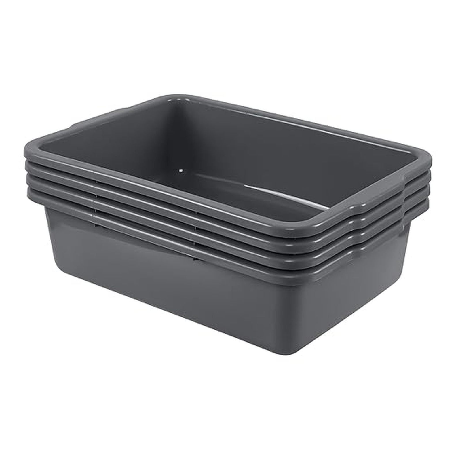 4 Packs 35 L Large Plastic Bus Tub, Utility Bus Box, Gray - Walmart.com