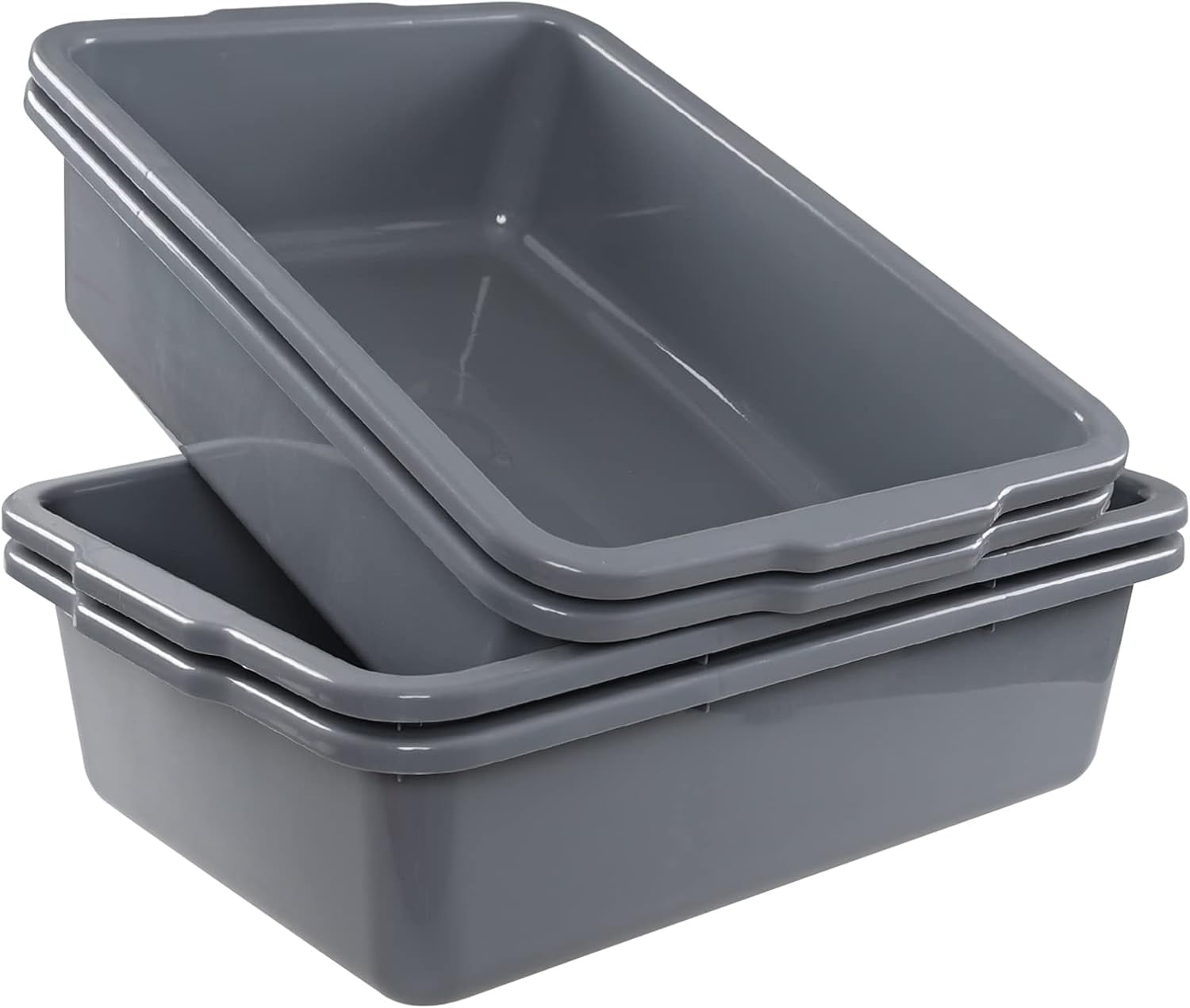 4 Packs 35 L Plastic Bus Box, Large Restaurant Bus Tubs, Gray - Walmart.com