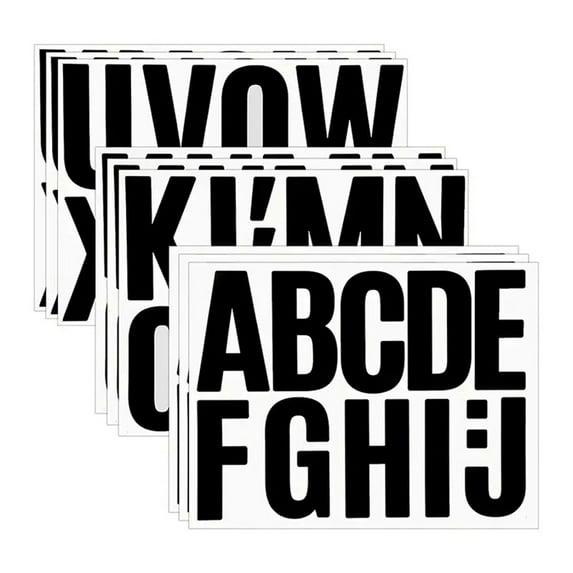4 Packs 4 Inch Black Uppercase Alphabet Letter Stickers for Mailbox Numbers Classroom Decor Car Decals Self Adhesive Peel and Stick DIY Craft Supplies 3 Sheets