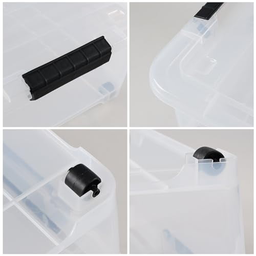 4 Packs 40 Quart Plastic Large Under Bed Storage Box, Clear Storage Bin with Wheels