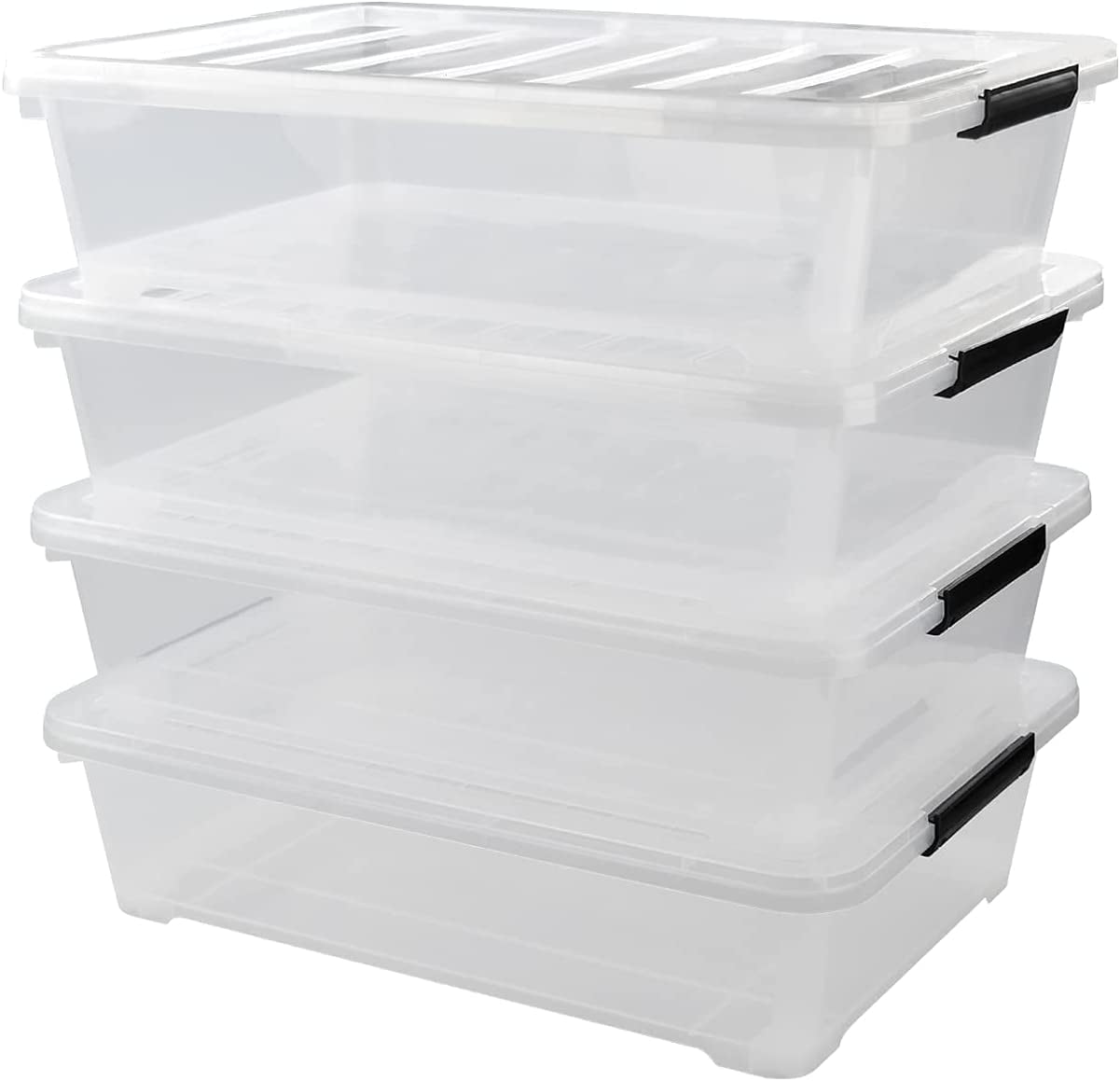 4 Packs 40 Quart Plastic Large Under Bed Storage Box, Clear Storage Bin