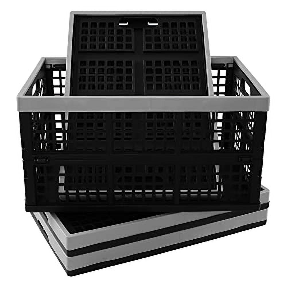 4 Packs 40L Collapsible Storage Baskets, Utility Folding Milk Crates ...