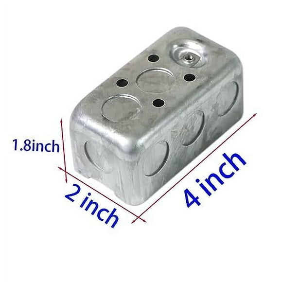 4 Packs 4x2 Inch Metal Electrical Box, Single Gang Electrical Box, Ten 1/2 Inch Knockouts, Raised Ground, 13 Cu. in. Capacity, 1-7/8" Deep, Junction Box Metal, Galvanized
