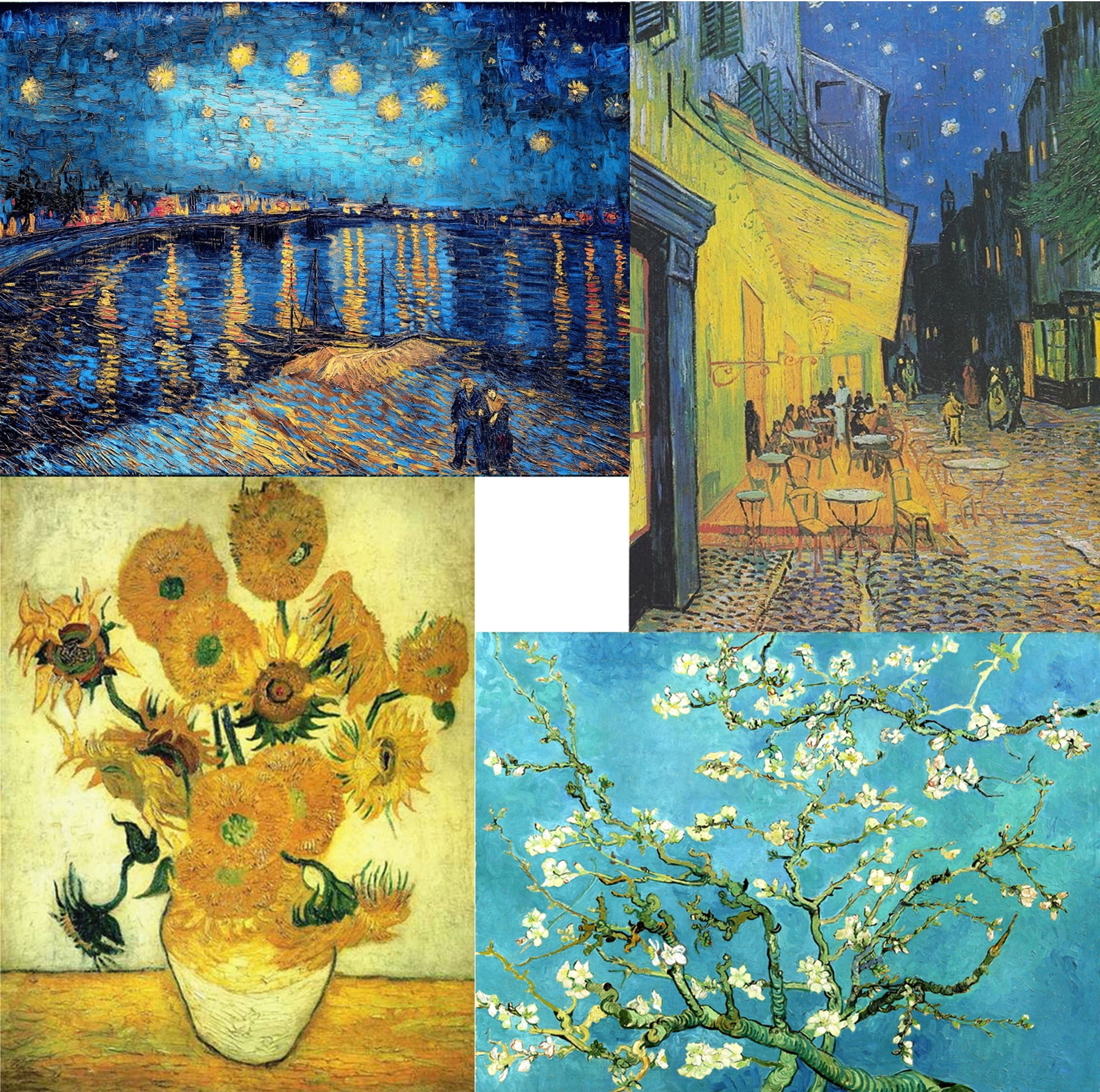 4 Packs 5D Diamond Painting Kits Van Gogh's Famous Paintings Collection Full Drill Diamond Painting Wall Diamond Dots Decor DIY(30x40cm/12x16in)
