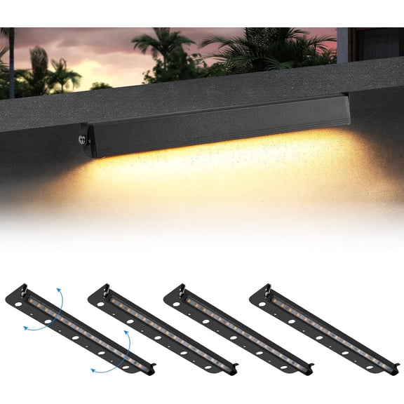 4-Packs 5W 12 Inch LED Hardscape Paver Lighting,12V AC/DC Low Voltage Retaining Wall Lights,LED Landscape Lighting,2700K Soft White Outdoor Step Light,50,000 Hours Lifespan-Black