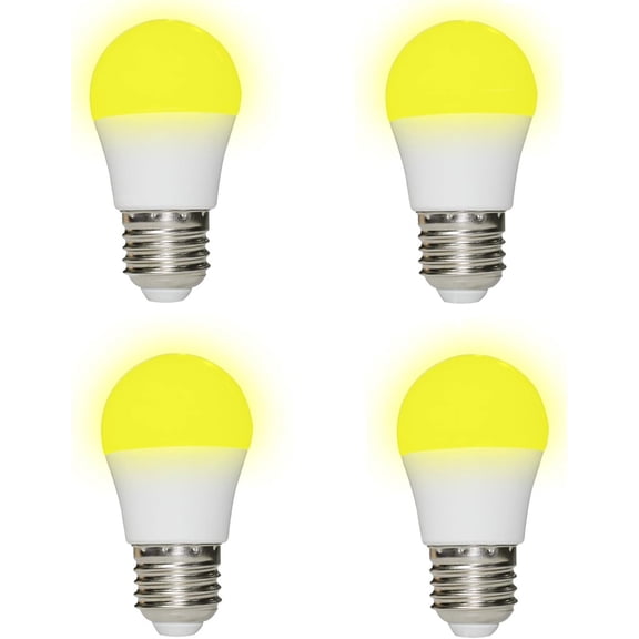 4-Packs 5W G45 Yellow LED Light Bulbs E26 Outdoor Bug Light Bulb 35W Equivalent 300LM 2000K Amber Glow Yellow Bug Light Bulb Night Light for Bedroom Garden Patio Porch Backyard Hallway