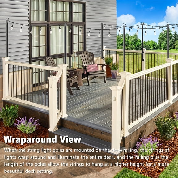 4 Packs Of 5ft Metal Outdoor String Light Pole, Suitable for Patio, Deck, Backyard, Garden, Wedding & Party Decorations, Durable And Rustproof Design, Perfect for Creating Outdoor Atmosphere