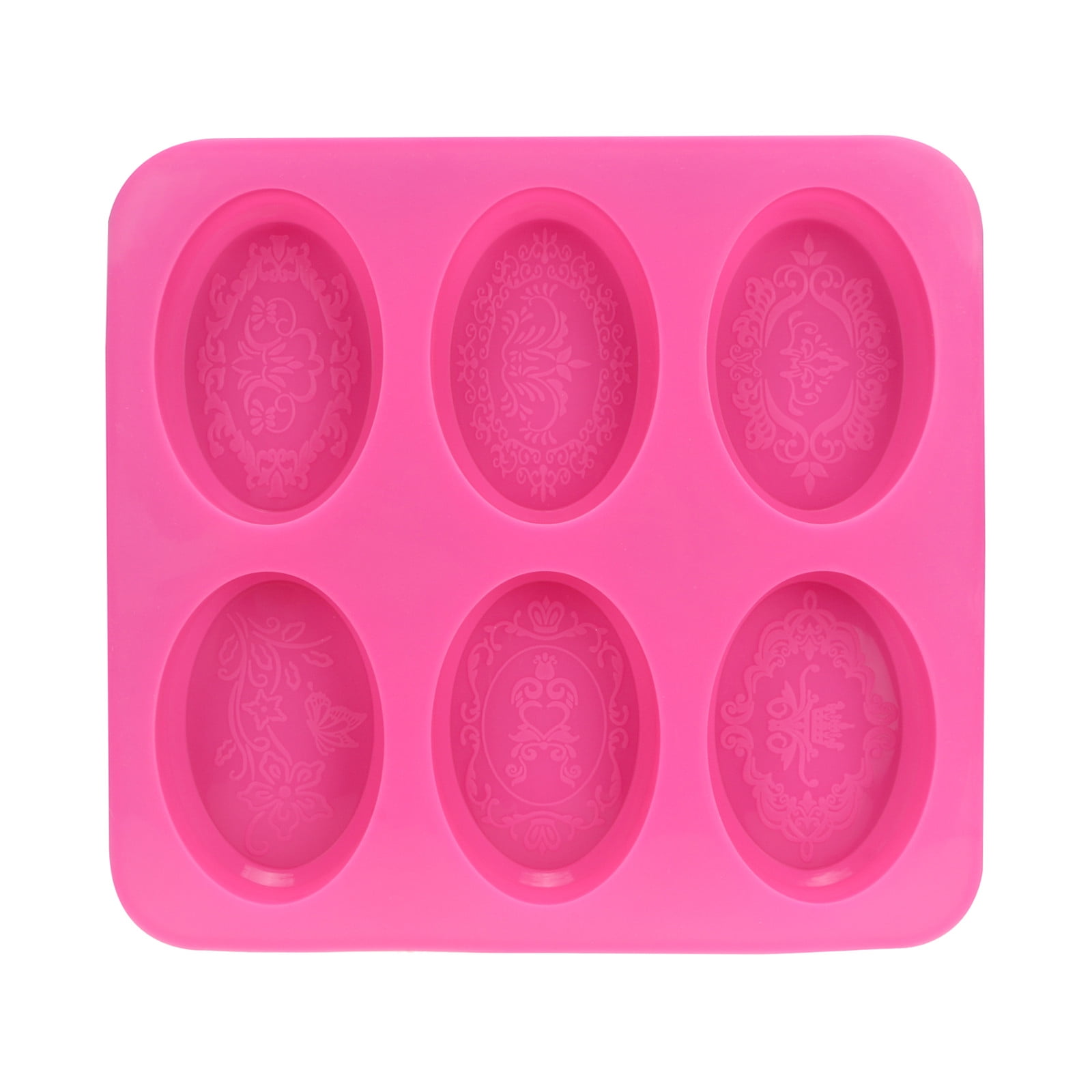 4 Packs 6-Cavity Oval Silicone Soap Mold with Floral Relief for DIY Soap Making, Food Grade, Reusable, Handmade Craft Supplies