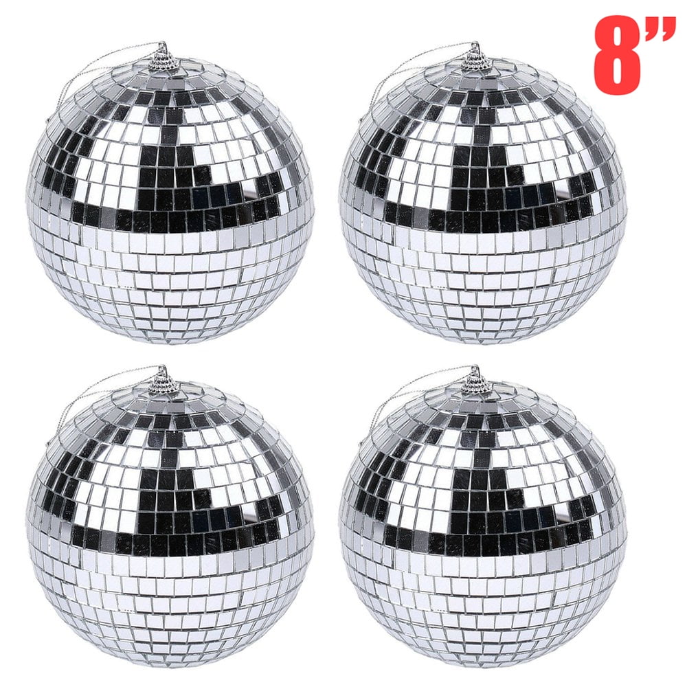4 Packs 8" Mirror Glass Disco Ball DJ Dance Home Party Club Stage