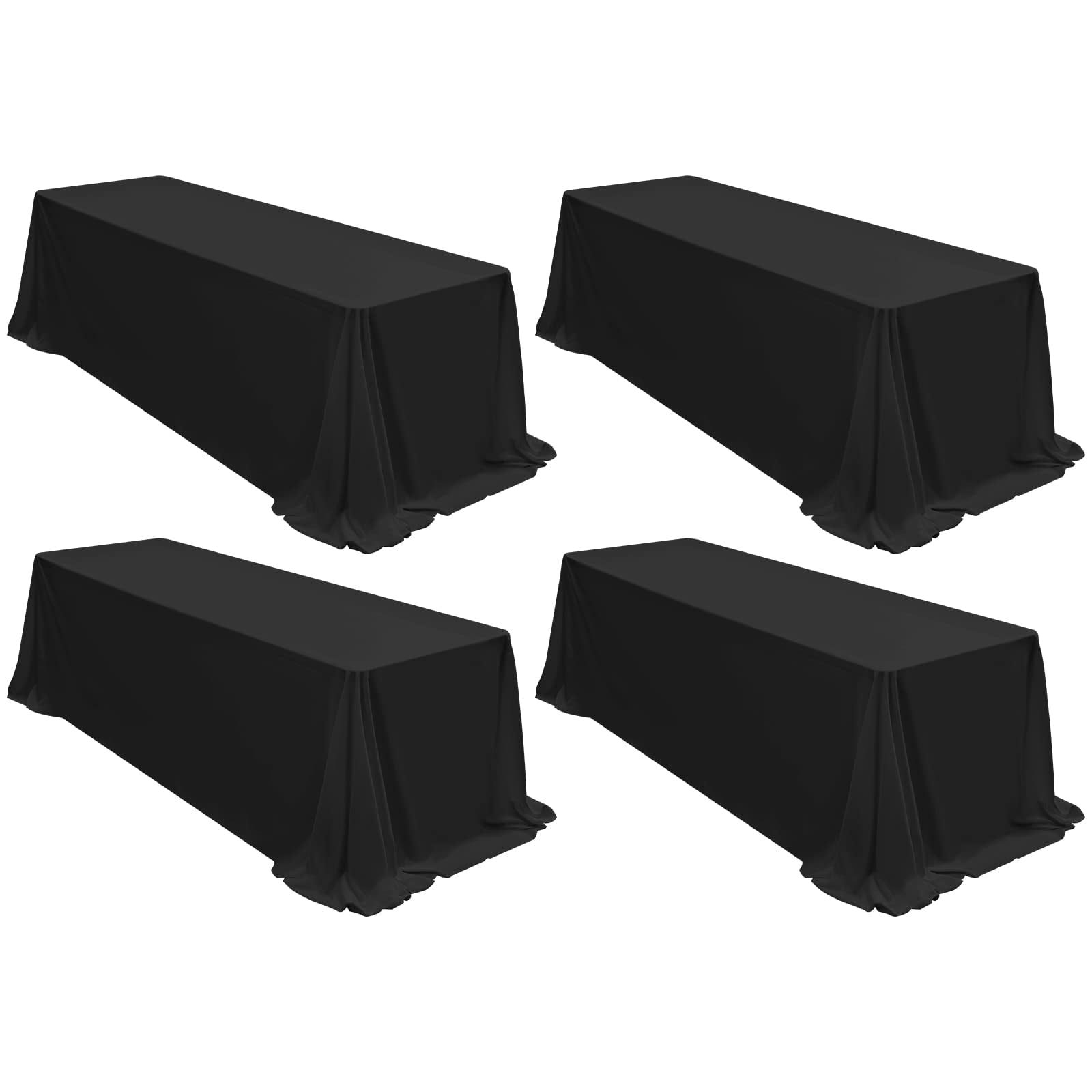"4 Packs 90 x 156 Inch Tablecloth, Black Polyester Table Cloth for 8ft