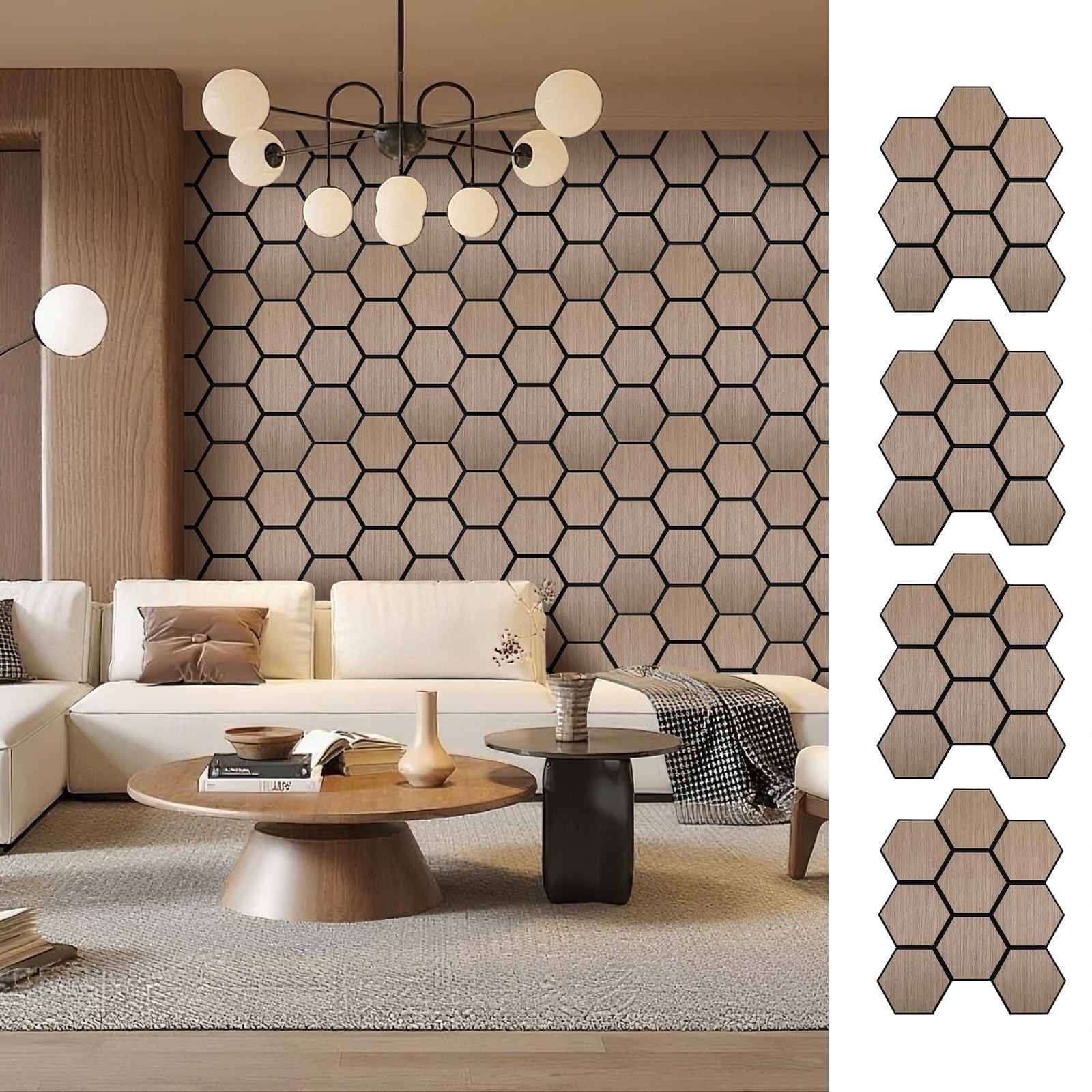 4 Packs Acoustic Wall Panels - Self-Adhesive 3D Wood Slat Wall Panel- Peel and Stick Sound Absorbing Panels for Noise Reducing - Feature Wall Decor for Home & Office