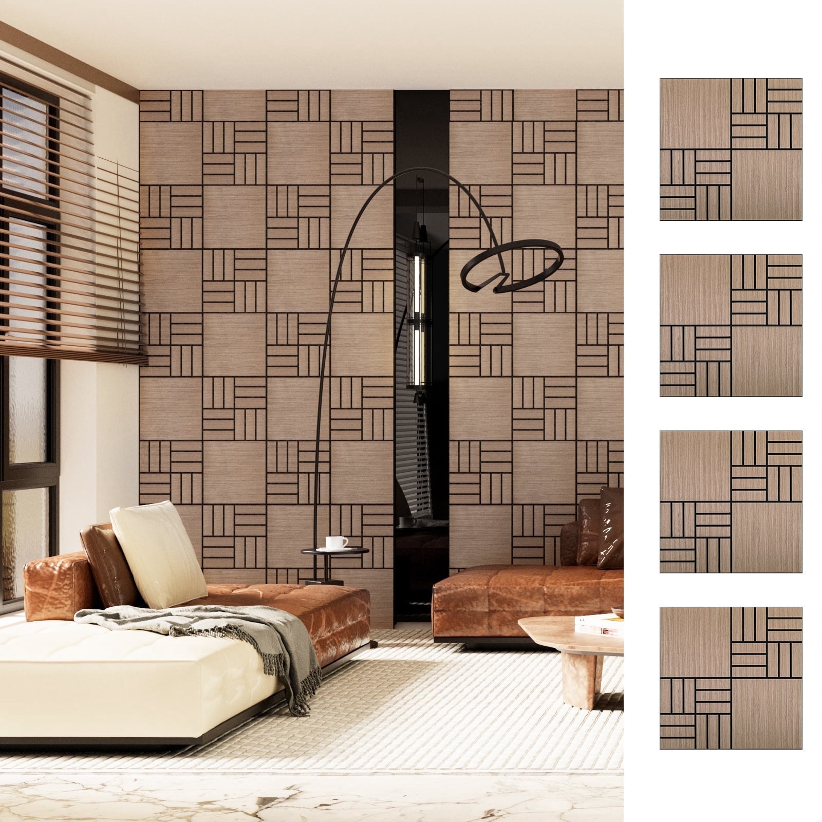 4 Packs Acoustic Wall Panels - Self-Adhesive 3D Wood Slat Wall Panel- Peel and Stick Sound Absorbing Panels for Noise Reducing - Feature Wall Decor for Home & Office