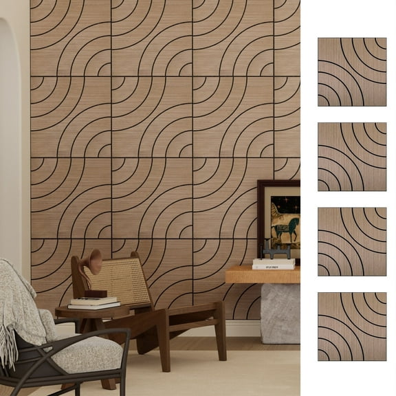 4 Packs Acoustic Wall Panels - Self-Adhesive 3D Wood Slat Wall Panel- Peel and Stick Sound Absorbing Panels for Noise Reducing - Feature Wall Decor for Home & Office