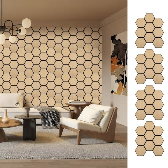 4 Packs Acoustic Wall Panels - Self-Adhesive 3D Wood Slat Wall Panel- Peel and Stick Sound Absorbing Panels for Noise Reducing - Feature Wall Decor for Home & Office