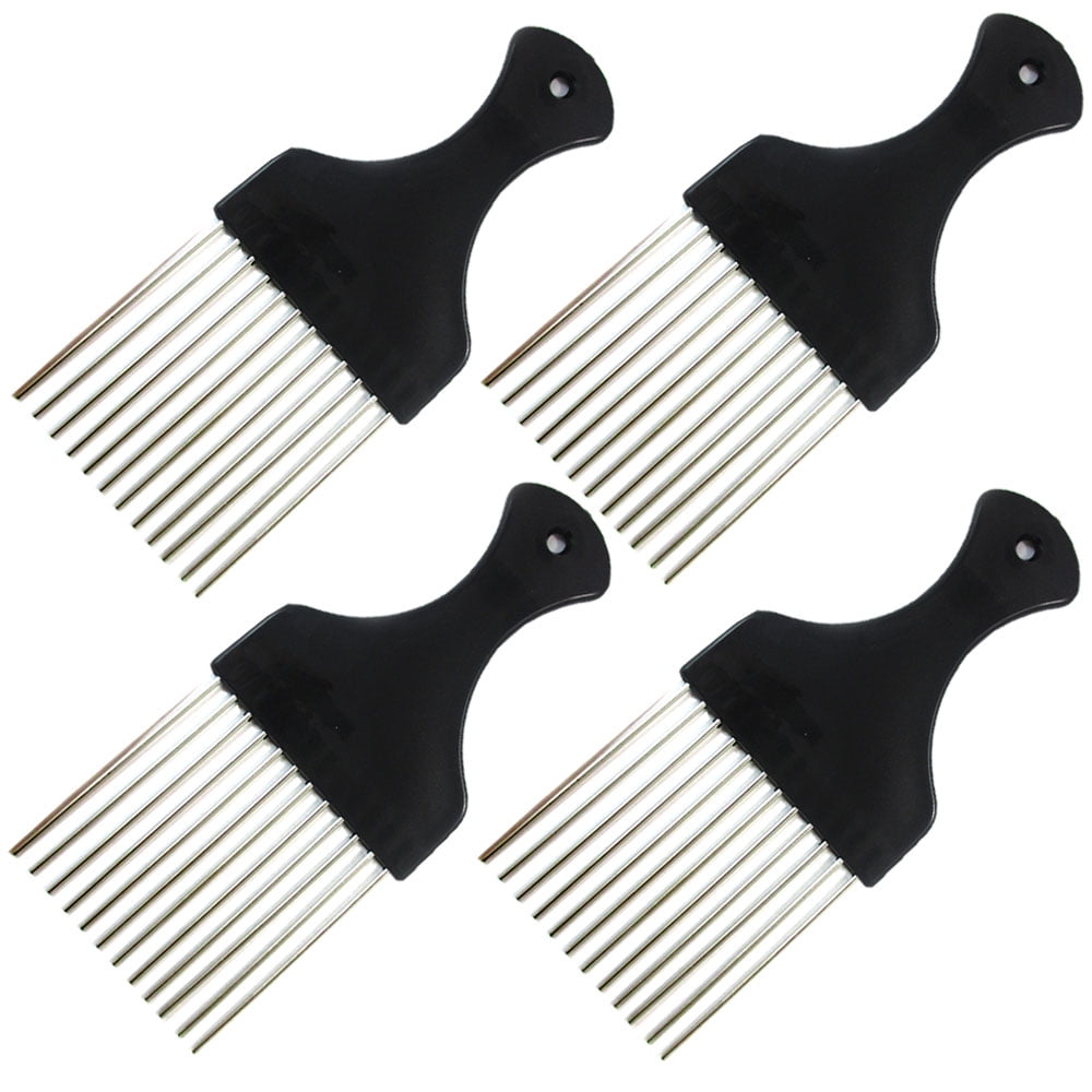 4 Packs Afro Comb Metal Pick Braid Hairdressing Detangle Wig Hair ...