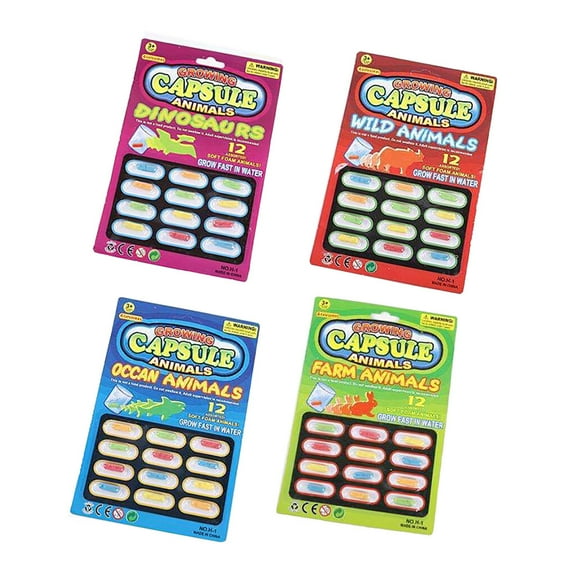 4 Packs Amazing Grow Capsules Growing in Water Animals Toys Capsules Party Supply