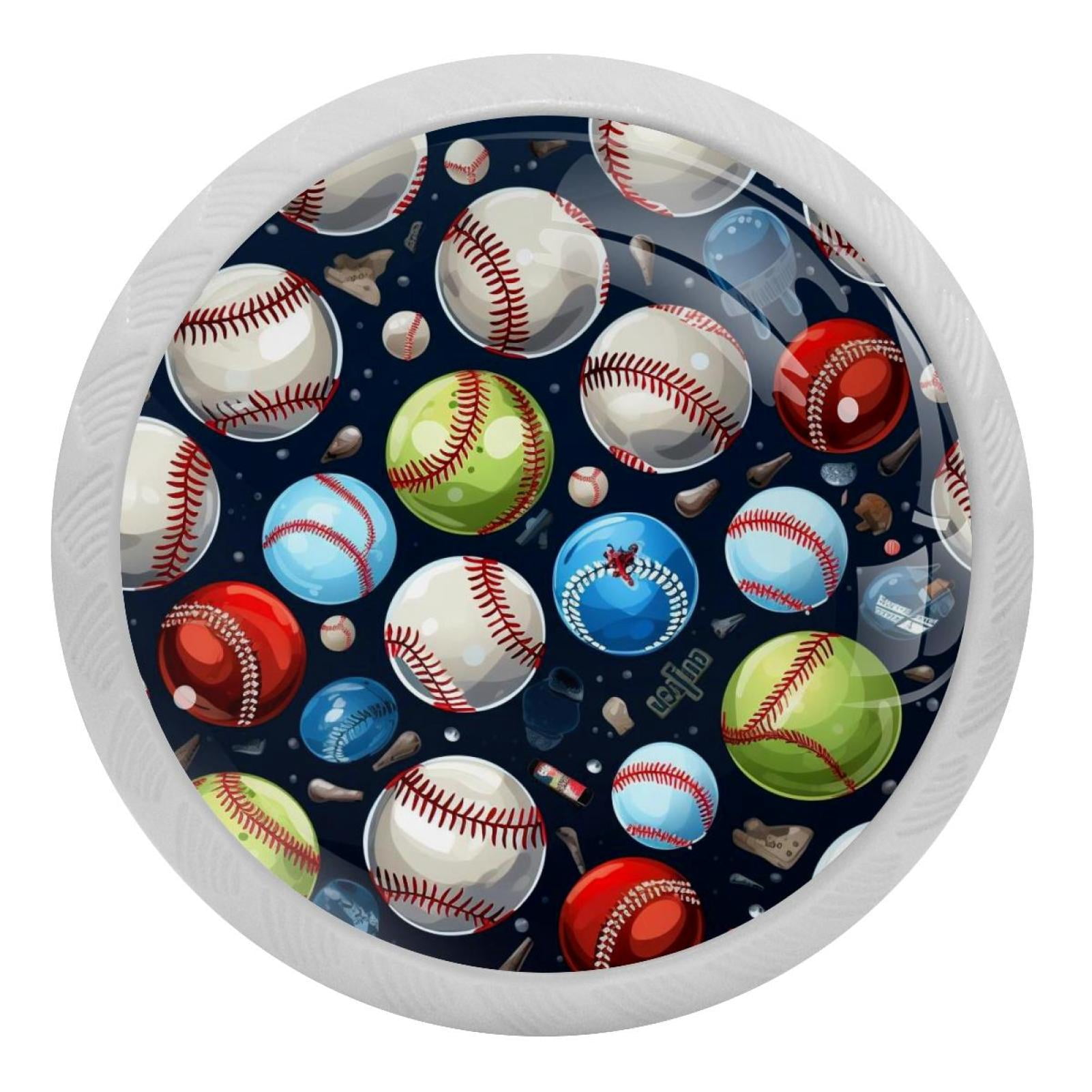 4 Packs Baseball Fluorescence Crystal Glass Cabinet Knobs Drawer ...