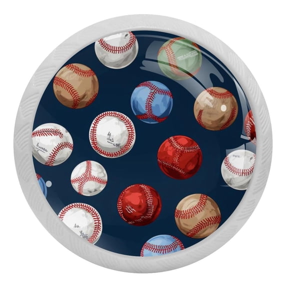 4 Packs Baseball Fluorescence Crystal Glass Cabinet Knobs Drawer Handles for Kitchen Cabinets Dresser Cupboard Wardrobe Pulls Handles