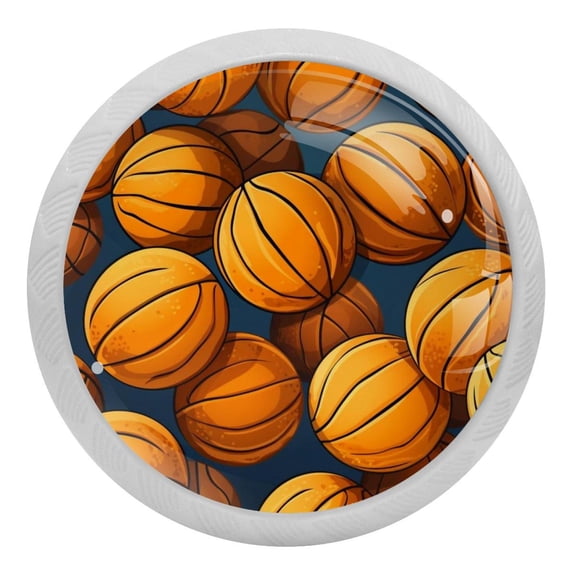 4 Packs Basketball Ball Sport Fluorescence Crystal Glass Cabinet Knobs Drawer Handles for Kitchen Cabinets Dresser Cupboard Wardrobe Pulls Handles